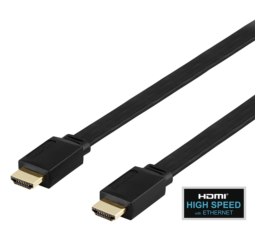 Kabelis DELTACO HDMI-HDMI plokščias, High Speed, 4K UHD, 3.0m, juodas / HDMI-1030F-K / 00100009