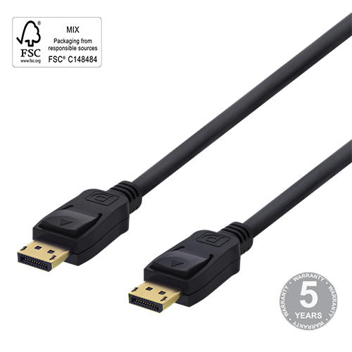 Kabelis DELTACO DisplayPort 4K UHD, 21,6 Gb/s, 1m, juodas / 00110001