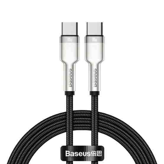 Kabelis BASEUS USB C - USB C, duomenų perdavimui ir krovimui iki 100W 1m juodas Cafule Metal