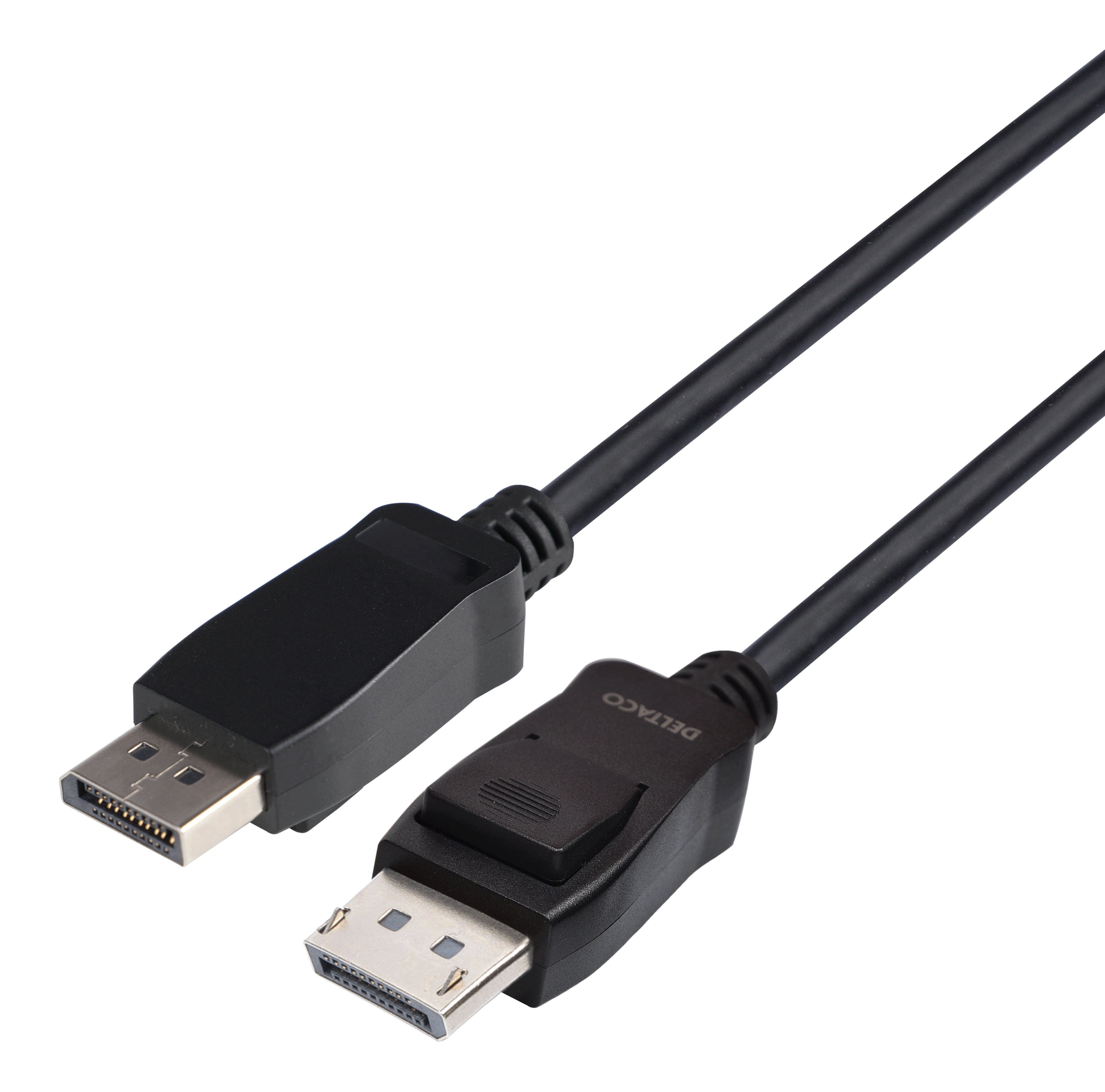 DELTACO DisplayPort kabelis, 2m, 8K, DP 1.4, DSC 1.2, LSZH juodas„DisplayPort“ laidas, skirtas pri