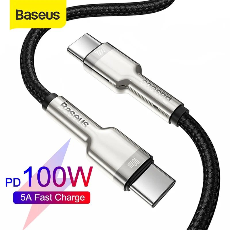 Kabelis BASEUS USB C - USB C, duomenų perdavimui ir krovimui iki 100W 2m juodas Cafule Metal