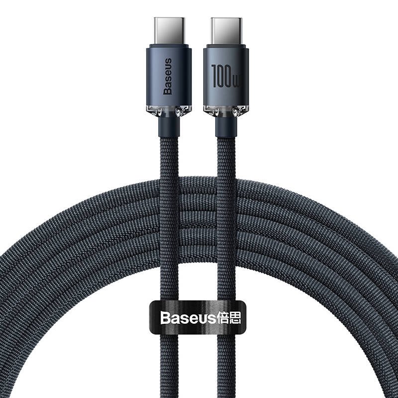 Kabelis BASEUS USB C kištukas - USB C kištukas 1.2m su QC3.0 įreng. krov. iki 100W Crystal Shine