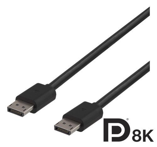 Kabelis DELTACO DisplayPort 7680x4320 in 60Hz,32.4 Gb/s,2m,20-pin ha-haDisplayP,black