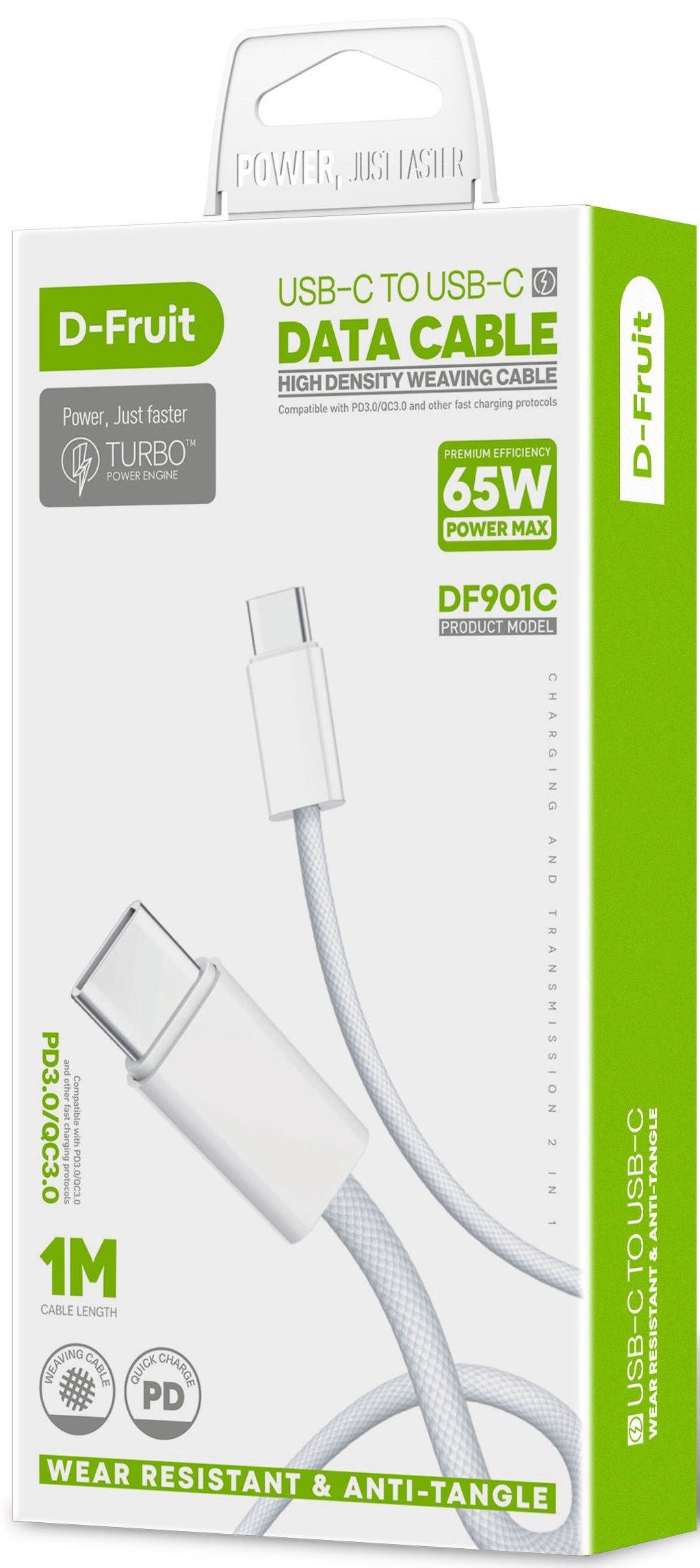 D-Fruit cable USB-C - USB-C 1m, white (DF901C)