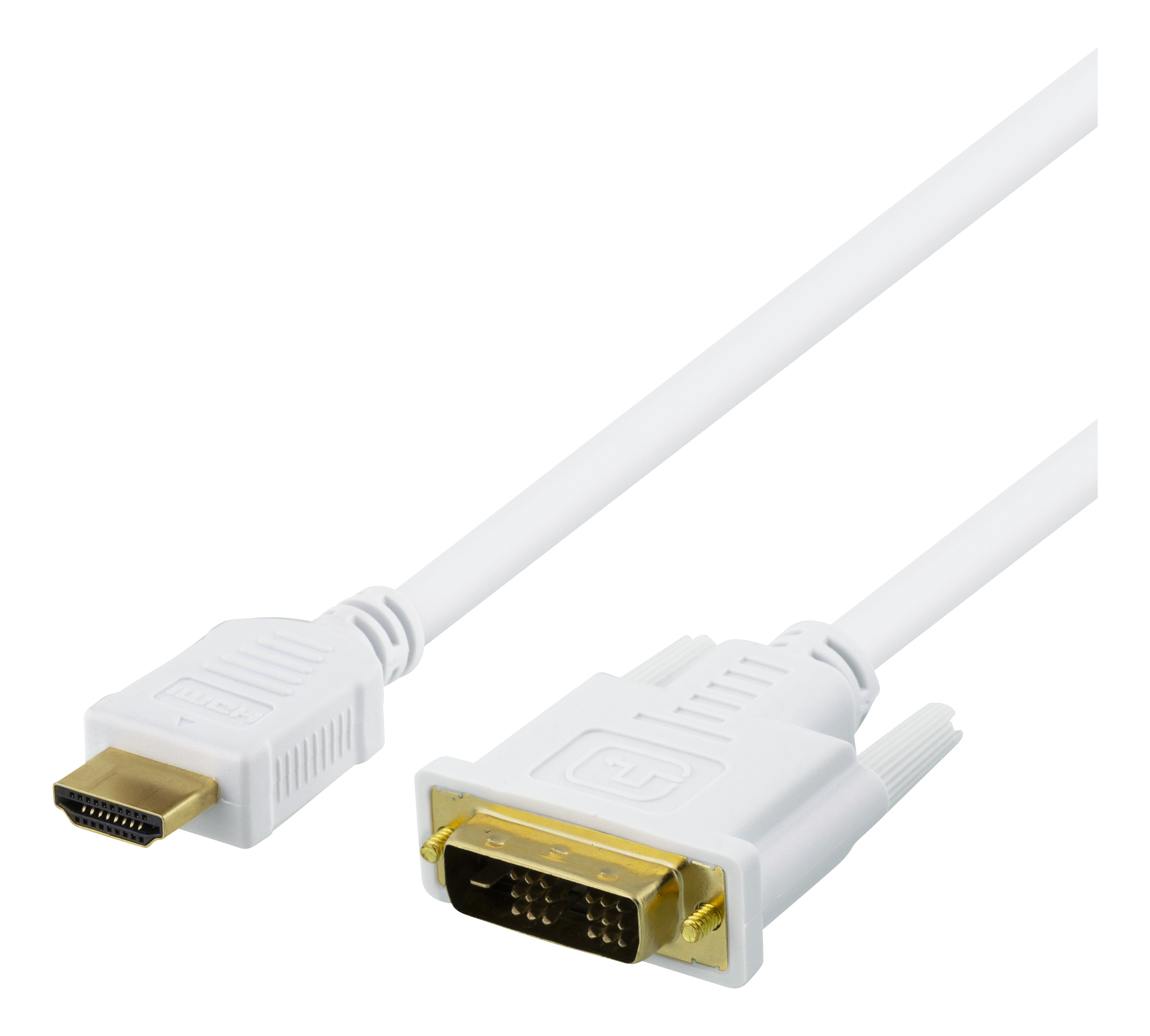 DELTACO HDMI – DVI kabelis, 7 m, „Full HD“, baltas HDMI – DVI adapterio kabelis, skirtas HDMI šaltin