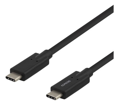 DELTACO USB-C - USB-C kabelis, 5 Gbit / s, 5A, 2 m, juodas USB-C - USB-C jungties laidas su 5 Gbit /