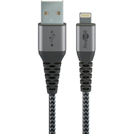 Audio kabelis Goobay  Lightning to USB-A Textile Cable with Metal Plugs  49268  USB-A to Lightnin