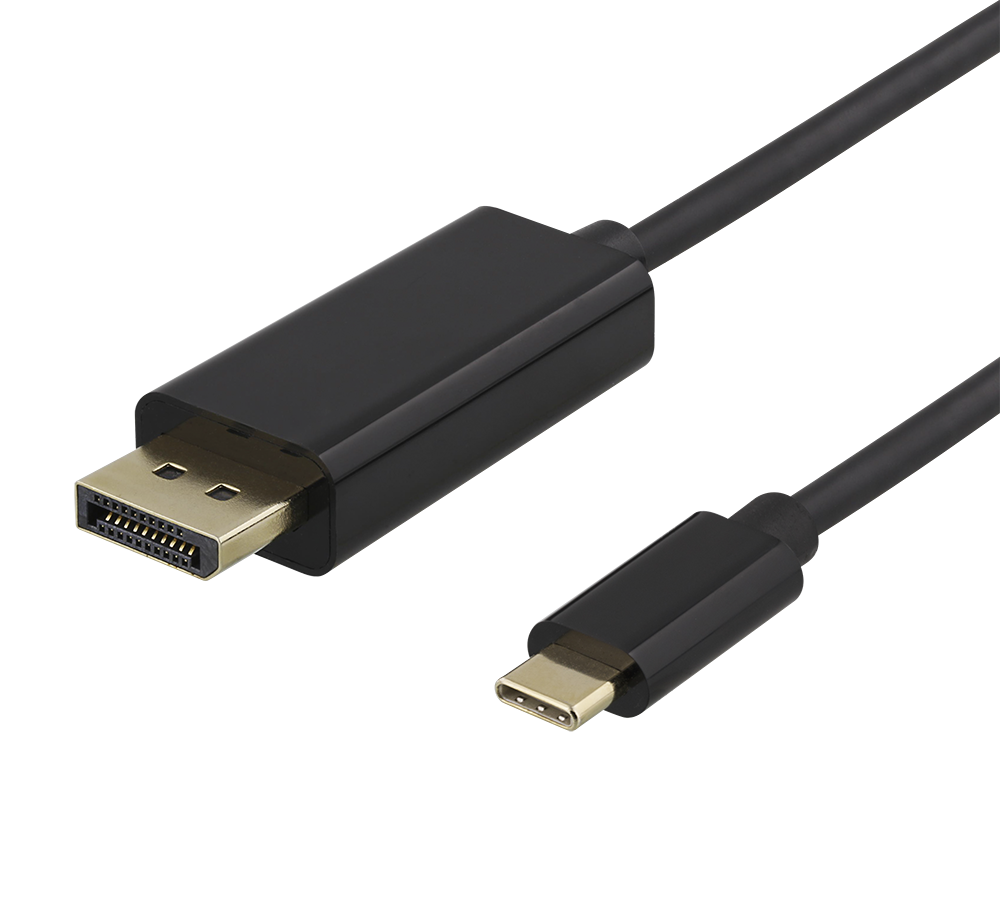 Kabelis DELTACO USB-C – DisplayPort, 4K UHD, paauksuotas, 1m, juodas / USBC-DP100-K / 00140012