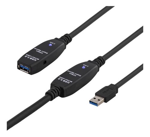 DELTACO PRIME USB 3.0 extension cable, active, Type A male - Type A female, 10m, blueFeatures Acti