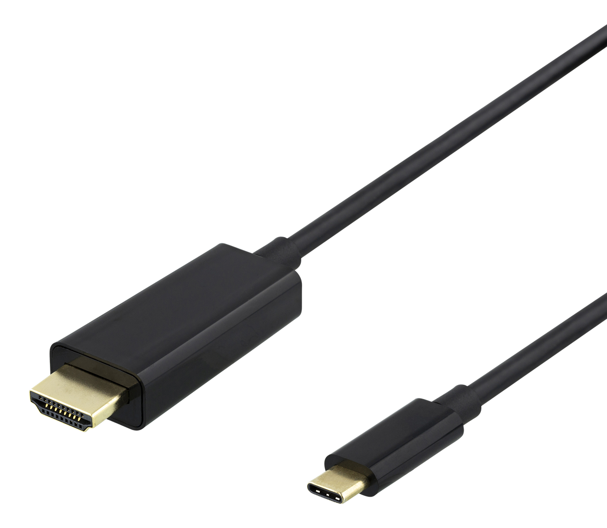 Kabelis DELTACO USB-C – HDMI 4K UHD, paauksuotas, 0,5 m, juodas / 00140018