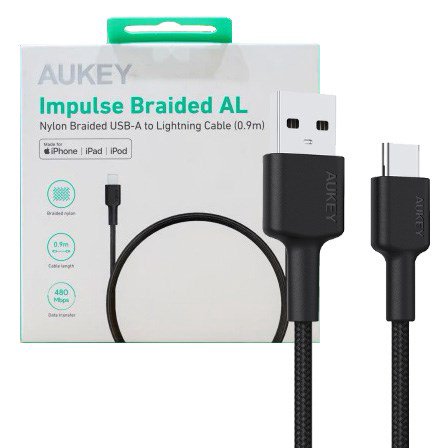 Kabelis AUKEY CB-CD30 USB-C Type-C Power Delivery PD 3A 0.9m Nylon Juodas