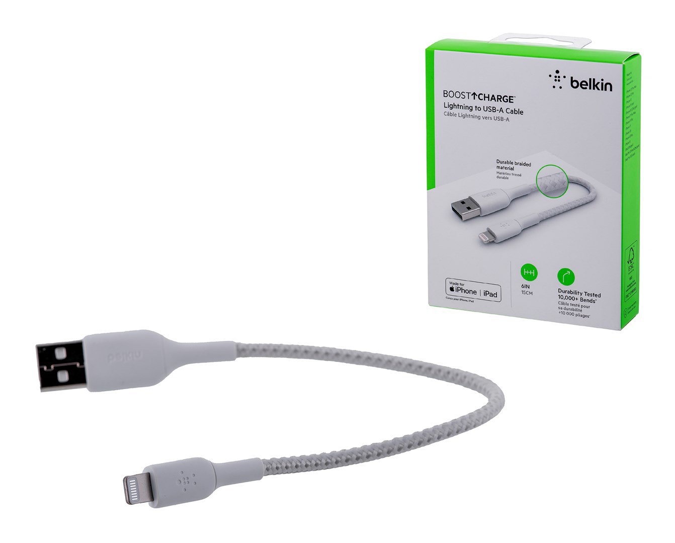 Belkin CAA002BT0MWH „Lightning“ kabelis 0,15 m Balta