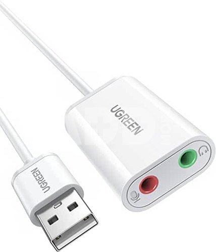 UGREEN USB-A To 3.5mm External Stereo Sound Adapter White 15cm