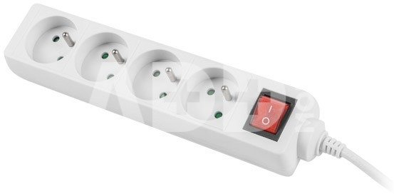 Lanberg Power strip 1.5m, white, 4 sockets, with switch, cable made of solid copper