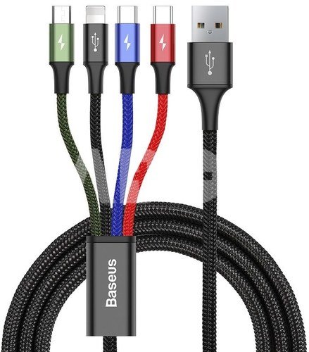 Baseus Fast USB Cable 4in1 - USB-A to 2x USB-C/Lightning/MicroB, 1.2m 3,5A - Black