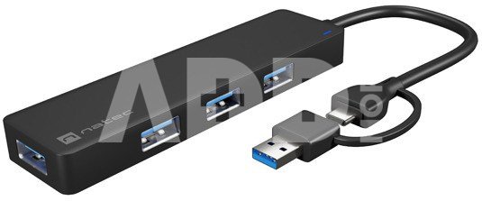 Natec USB 3.0 HUB, Mayfly, 4-Port, Black