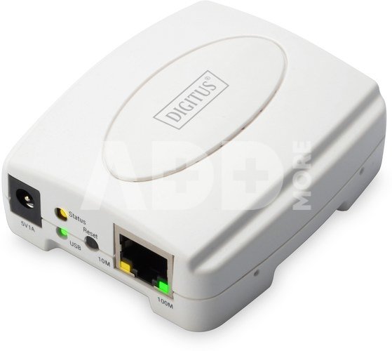 Digitus USB Print Server, 1-Port 1x RJ45, 1x USB A, USB 2.0 DN-13003-2 White