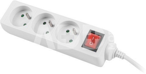 Lanberg Power strip 1.5m, white, 3 sockets, with switch, cable made of solid copper