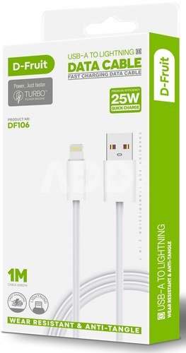 D-Fruit cable USB-A - Lightning 1m, white (DF106)