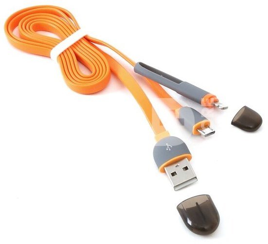 Platinet cable USB - microUSB/Lightning 1m, orange (42873)