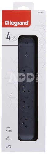 Legrand Extension cord 4x2PZ 1,5m black