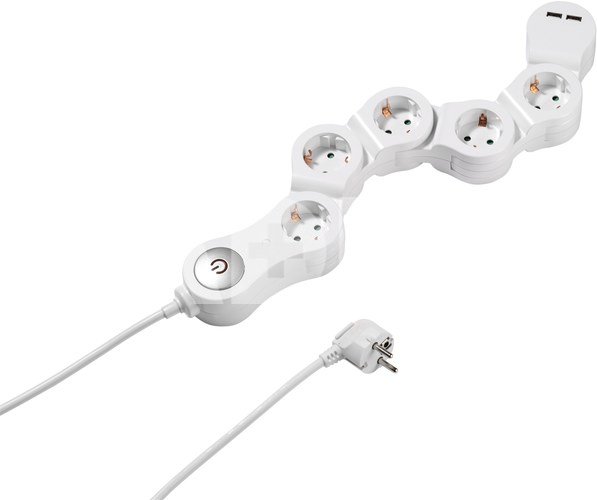 Vivanco extension cord 5 sockets 2x USB (62330)