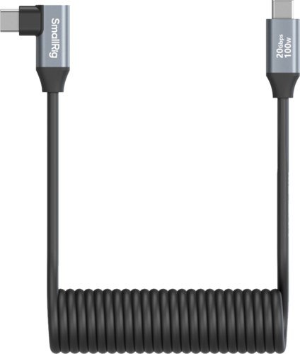 SmallRig 4792 USB-C Straight to USB-C Angled Coiled Data Cable
