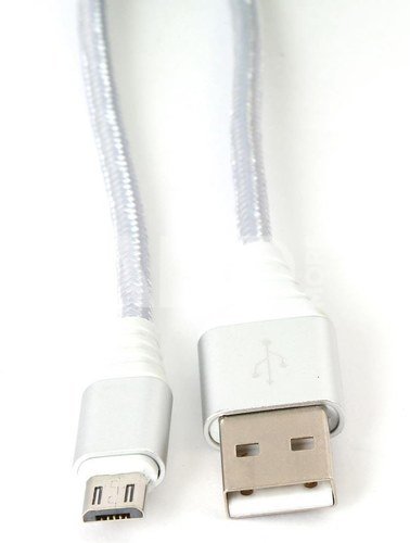 Omega cable microUSB - USB 1m braided 2A, silver
