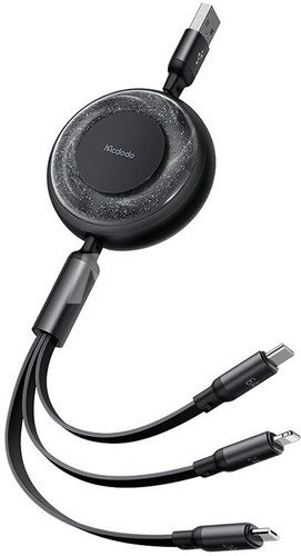 3-in-1 USB-C to USB-C / Lightning / Micro USB cable, Mcdodo CA-3730, 1.2m (black)