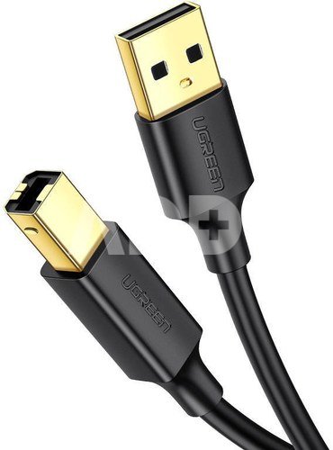 UGREEN US135 USB 2.0 AM to BM Print Cable, gold plated, 3m (black)