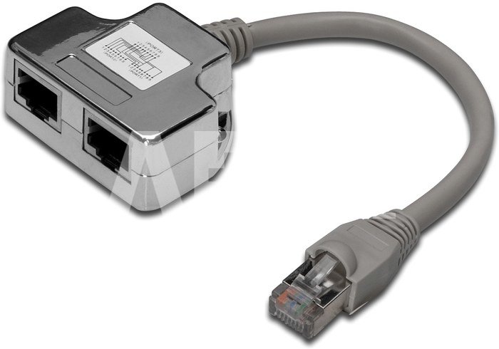 Digitus CAT 5e patch cable adapter, 2x CAT 5e, shielded 	DN-93904 Black, RJ45 socket to RJ45 plug, 0.19 m