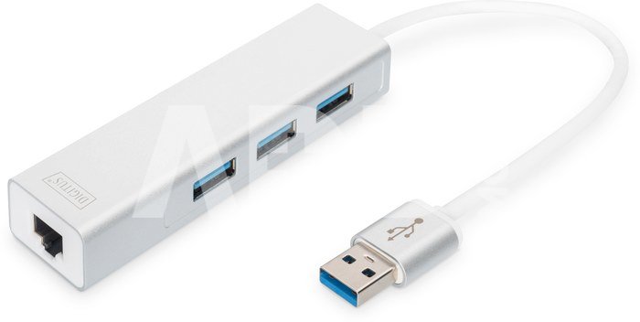 Digitus 3-port USB Hub and Gigabit LAN adapter 	DA-70250-1