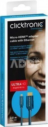 Clicktronic 70328 Micro-HDMI™ adapter cable with Ethernet, 2m