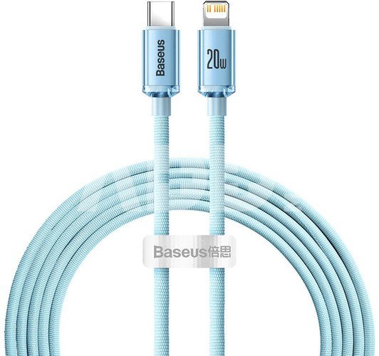 Kabel USB-C do iP Baseus Crystal Shine, 20W, 2m (niebieski)