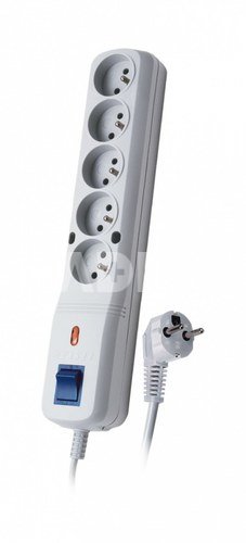 Lestar Listwa przeciwprzepięciowa LV-530W, 1L, 1.5m, szara