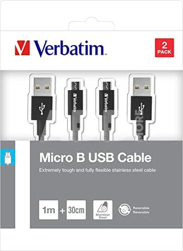 Verbatim Micro USB Cable Sync & Charge 100cm black + 30 cm black