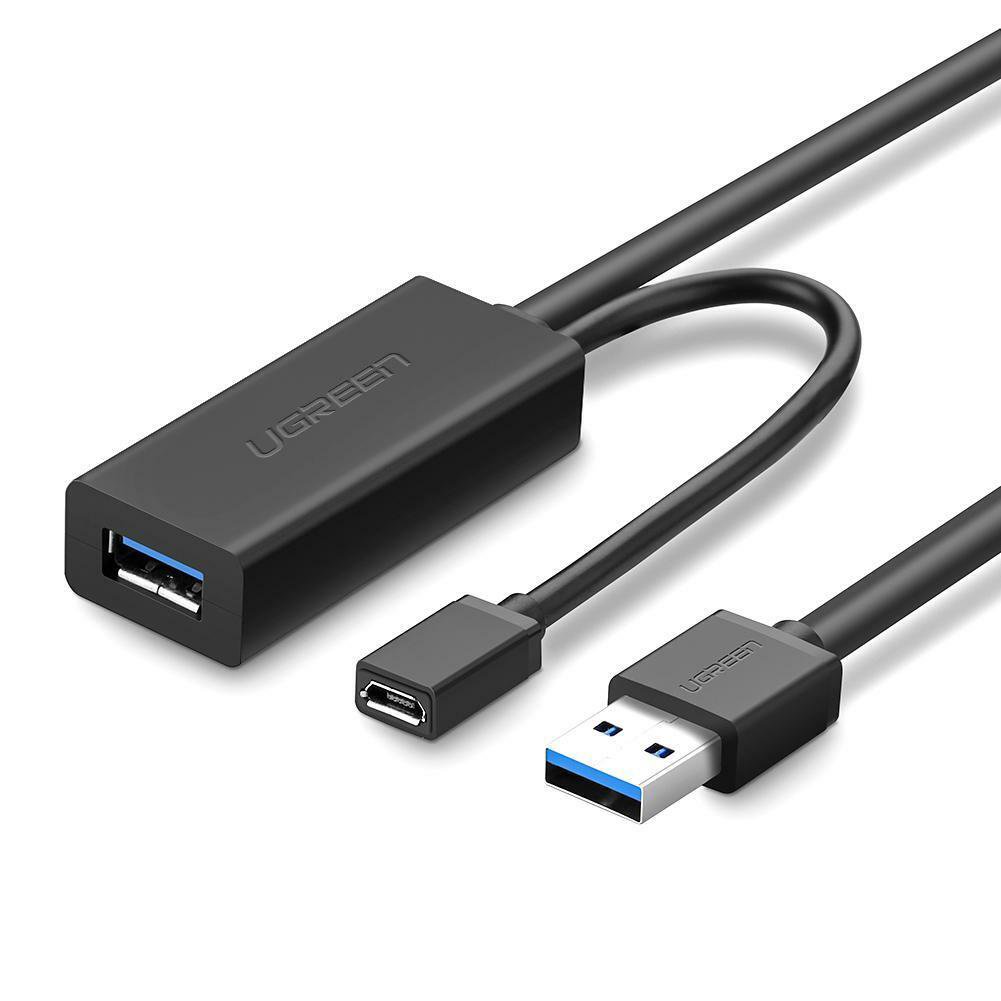 Kabelis ilgiklis USB3.0 10m su micro USB lizdu papildomam maitinimui US175 UGREEN