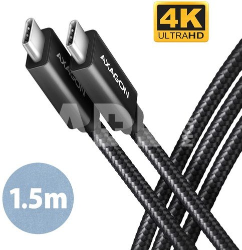 AXAGON BUCM32-CM15AB SPEED+ cable USB-C <-> USB-C, 1.5m, USB 20Gbps, PD 100W 5A, 4K HD,ALU