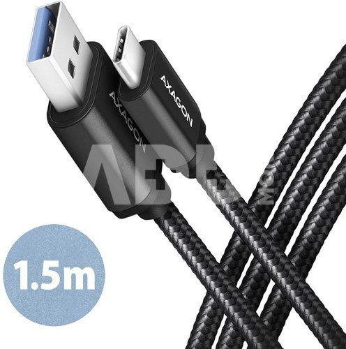 AXAGON BUCM3-AM15AB SPEED cable USB-C <-> USB-A, 1.5m, USB 3.2 Gen 1, 3A, ALU, braid