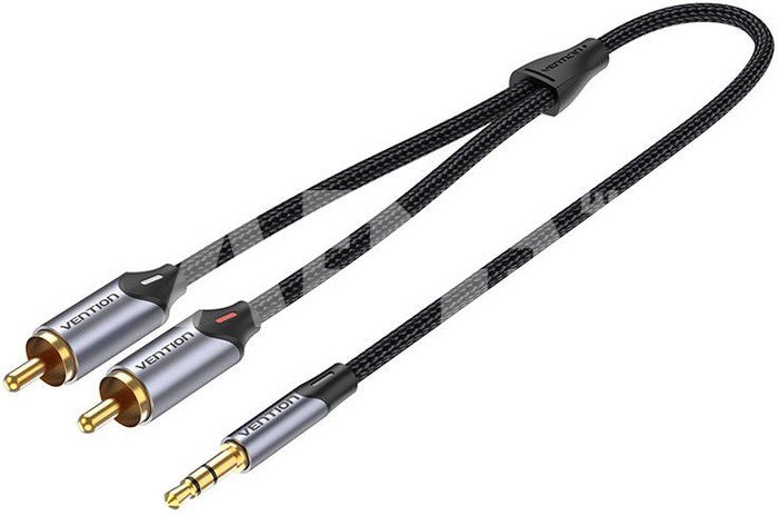 2xRCA cable (Cinch) jack to 3.5mm Vention BCNBD 0.5m (grey)