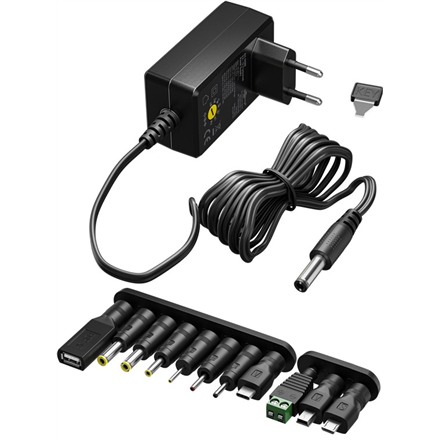 Audio kabelis Goobay  64568 Universal Power Supply 3 V - 12 V, Max. 12 W, Black