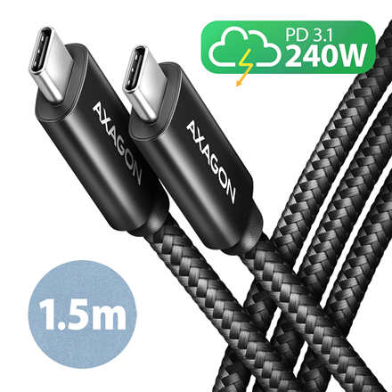 Audio kabelis AXAGON Data and charging USB 480Mbps cable, 1.5 m  BUCM2-CM15AB  USB-C to USB-C