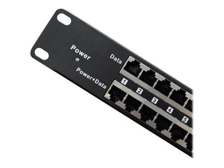 QOLTEC 54477 Patch panel Rack 48V 24 ports Passive PoE injector 1000m Black|54477