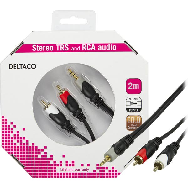 Kabelis DELTACO garso, 3.5mm-2xRCA, 2.0m / MM-140-K