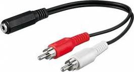 Cable PremiumCord Jack 3.5mm - RCA (Cinch) x2 0.2m black (kjackcinb02)