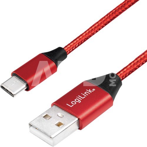 Logilink USB 2.0 Cable CU0148 1 m, Red, USB-A Male, USB-C Male