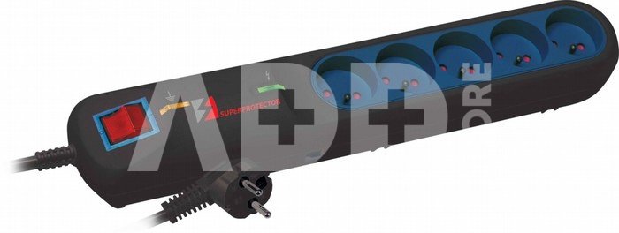 Lestar Listwa przeciwprzepięciowa LFT-2005, 3L EMI/RFI, 5,0m, czarna