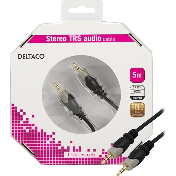 Kabelis DELTACO garso, 3.5mm-3.5mm, 5.0m / MM-152-K