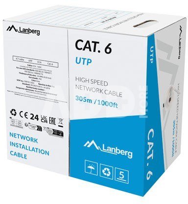 Lanberg UTP LAN cable CAT.6 305M CCA wire gray fluke passed