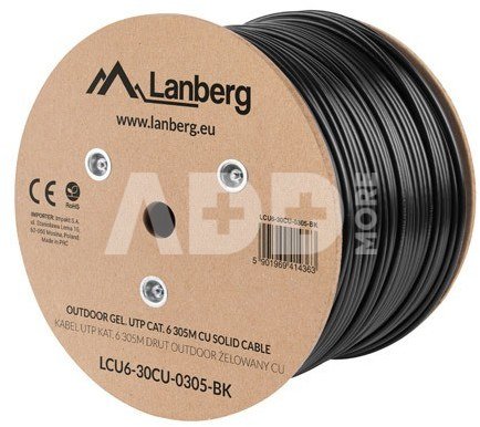 Lanberg Cable LAN UTP KAT-6 305M wire outdoor gel CU fluke passed, black